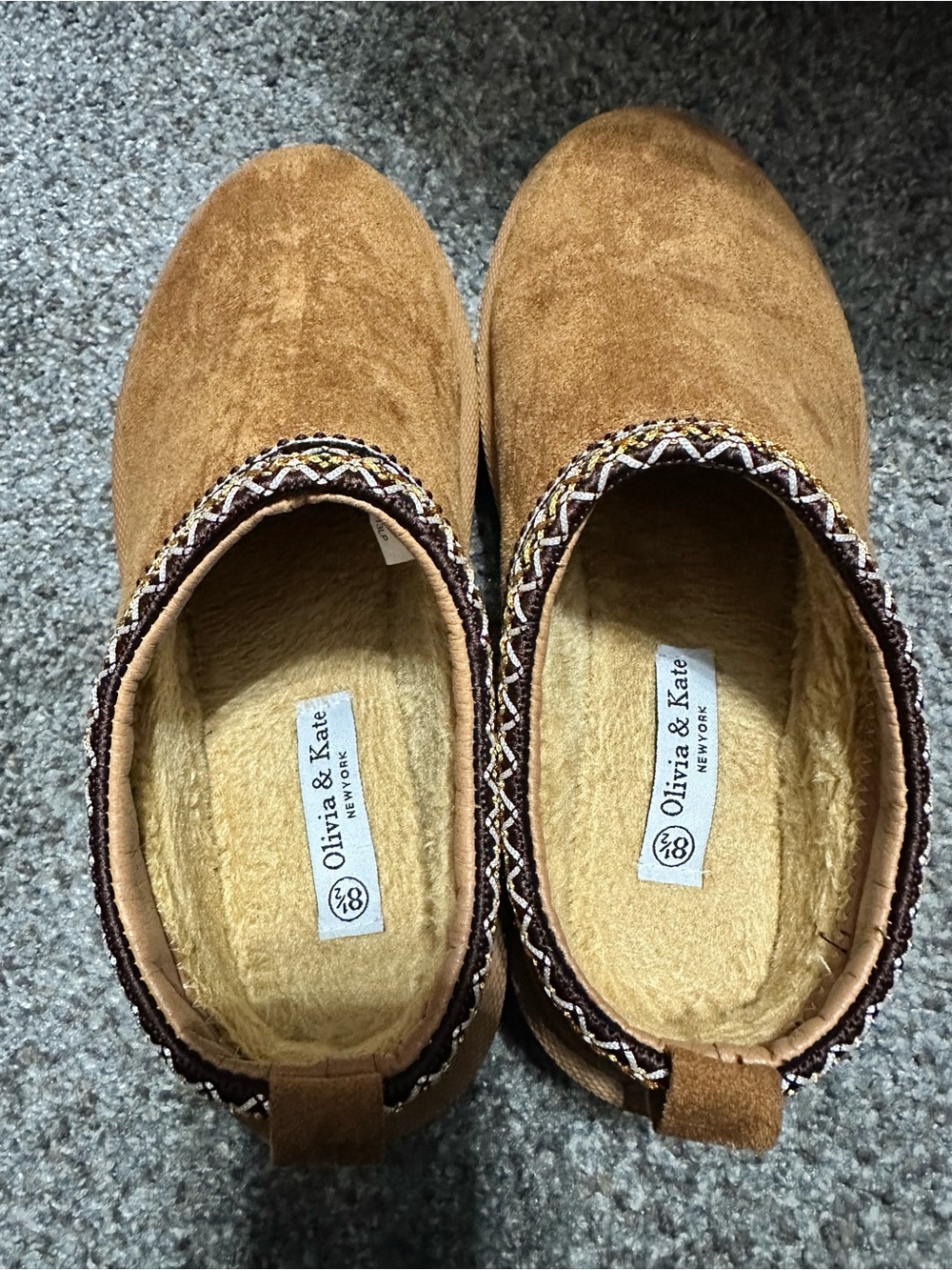 Olivia & Kate Women's Tan Cozy Slip-On Slippers NEVER WORN!